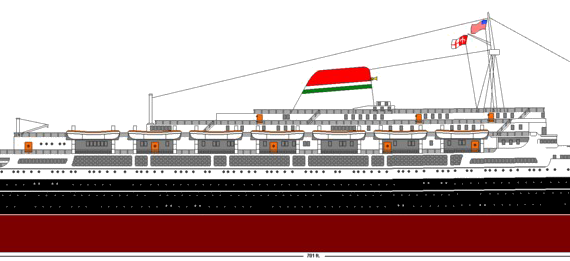 Ship SS Andrea Doria [Ocean Liner] (1955) - drawings, dimensions, pictures
